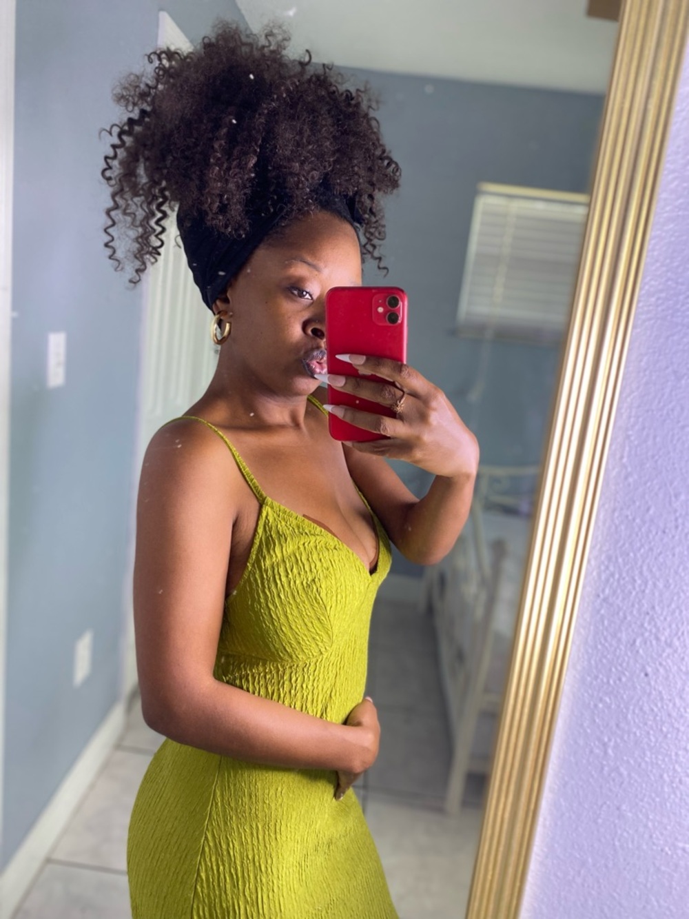 Lime Green Textured Spaghetti Strap Maxi Dress